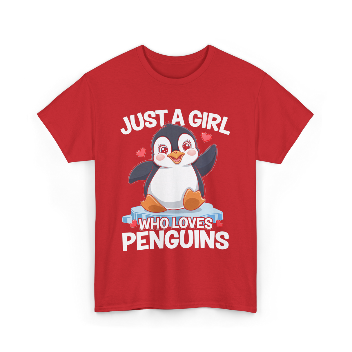 Just a Girl Penguins T-Shirt - Red