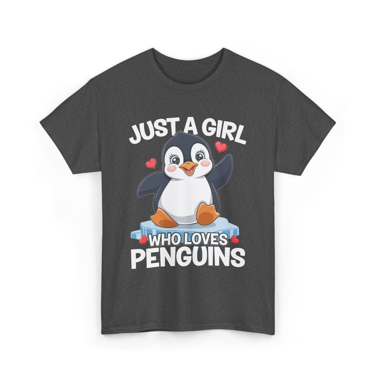 Just a Girl Penguins T-Shirt - Dark Heather