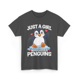 Just a Girl Penguins T-Shirt - Dark Heather