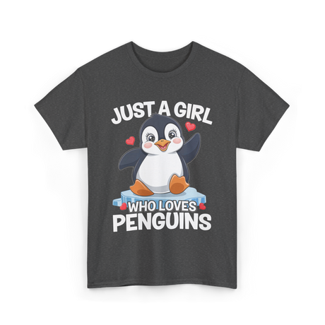 Just a Girl Penguins T-Shirt - Dark Heather