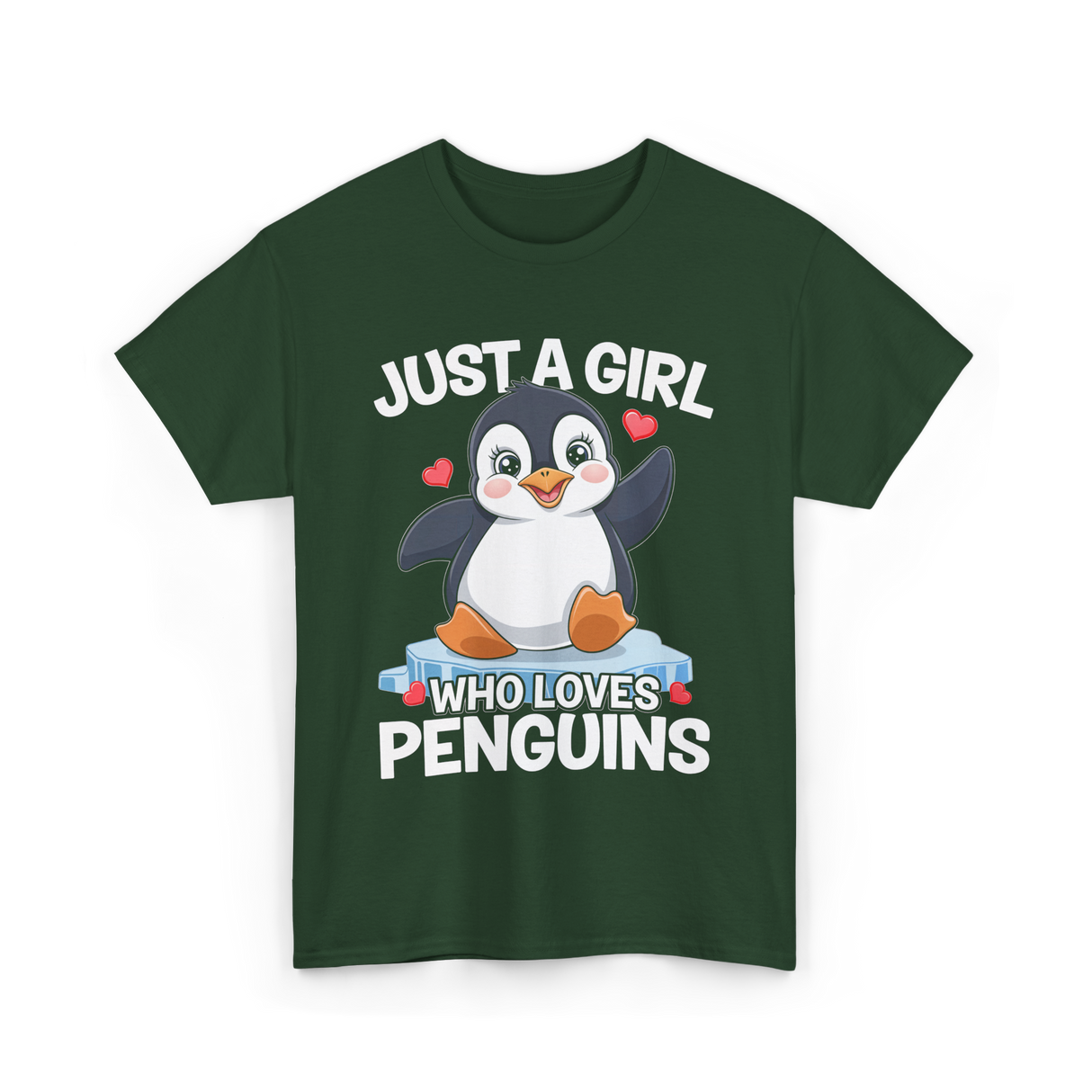 Just a Girl Penguins T-Shirt - Forest Green