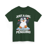 Just a Girl Penguins T-Shirt - Forest Green