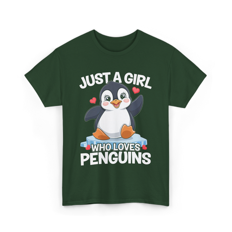 Just a Girl Penguins T-Shirt - Forest Green