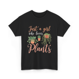 Just a Girl Plants Greenery T-Shirt - Black