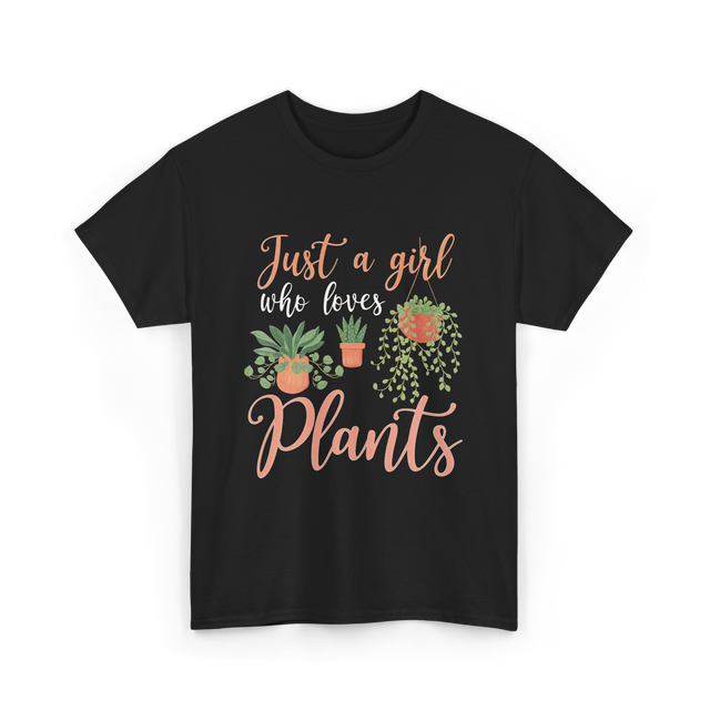 Just a Girl Plants Greenery T-Shirt - Black