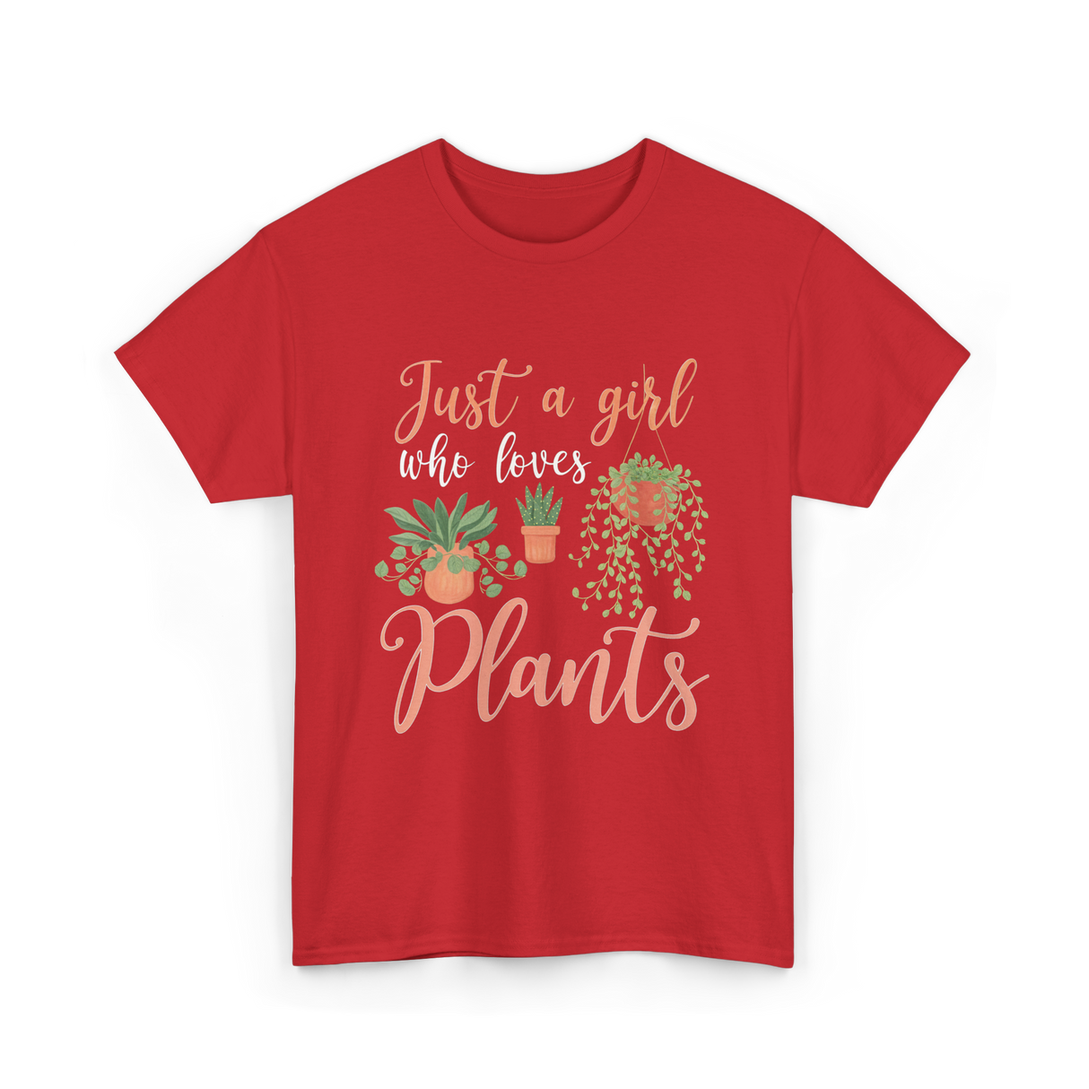 Just a Girl Plants Greenery T-Shirt - Red