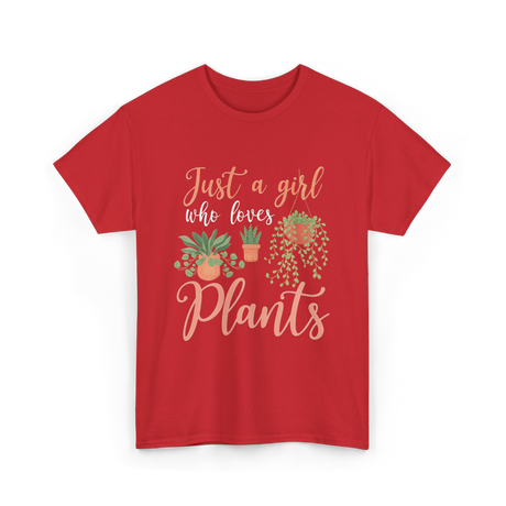 Just a Girl Plants Greenery T-Shirt - Red