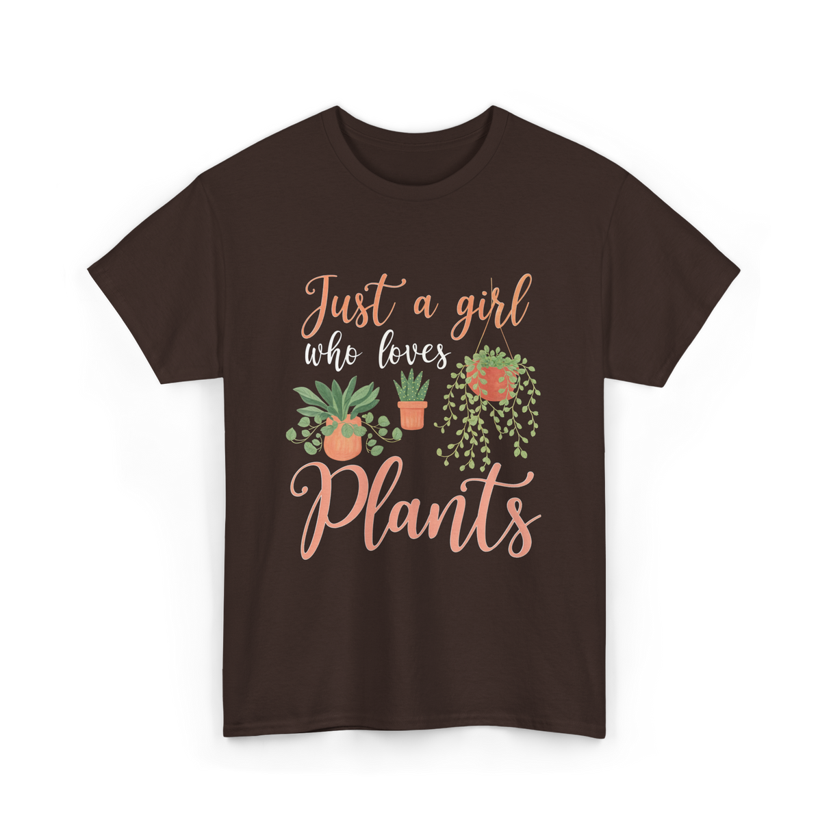 Just a Girl Plants Greenery T-Shirt - Dark Chocolate