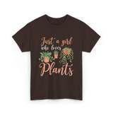 Just a Girl Plants Greenery T-Shirt - Dark Chocolate