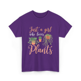 Just a Girl Plants Greenery T-Shirt - Purple