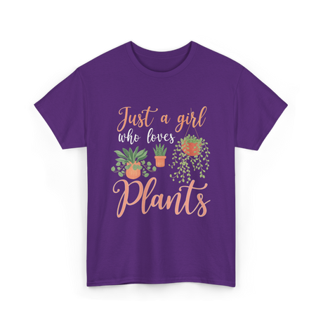 Just a Girl Plants Greenery T-Shirt - Purple