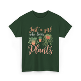 Just a Girl Plants Greenery T-Shirt - Forest Green