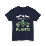 Just A Girl Plants T-Shirt - Navy