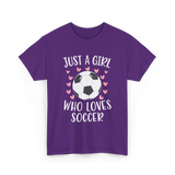 Just A Girl Soccer Love T-Shirt - Purple