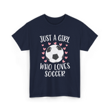 Just A Girl Soccer Love T-Shirt - Navy