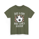 Just A Girl Soccer Love T-Shirt - Military Green