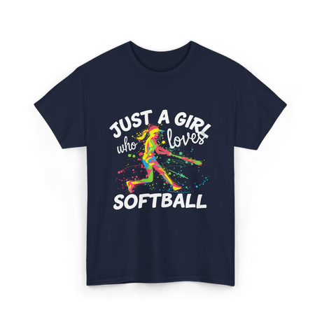 Just A Girl Softball Player T-Shirt - Navy