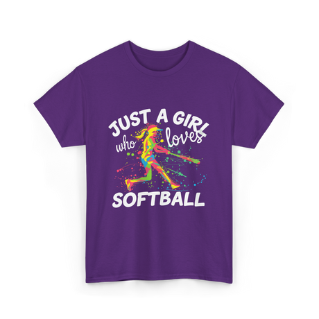 Just A Girl Softball Player T-Shirt - Purple