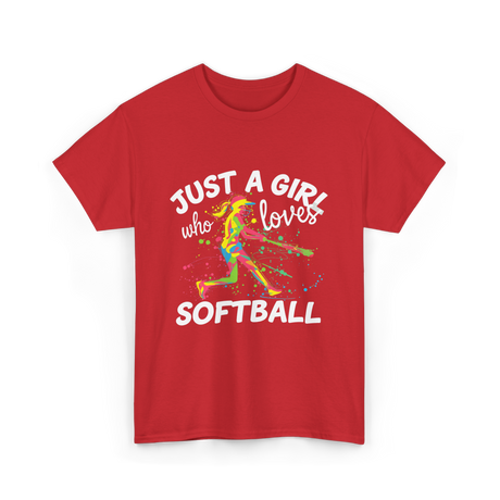 Just A Girl Softball Player T-Shirt - Red