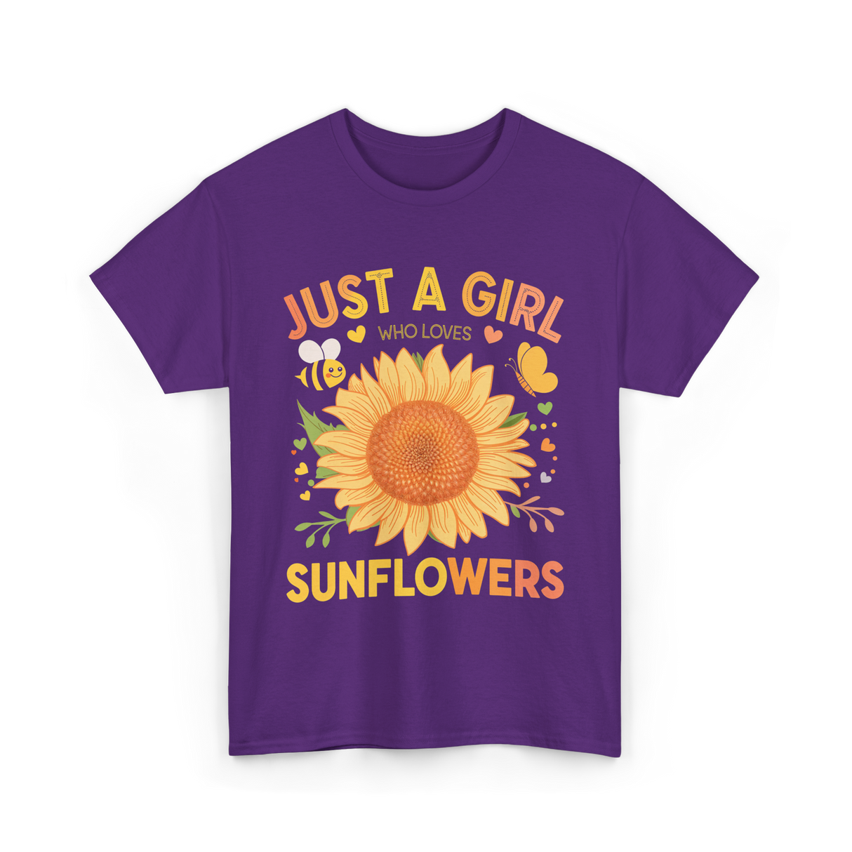 Just A Girl Sunflowers T-Shirt - Purple