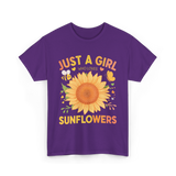 Just A Girl Sunflowers T-Shirt - Purple