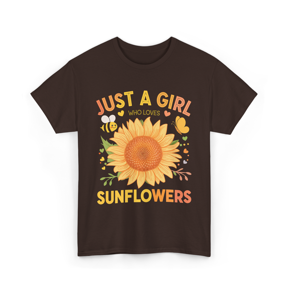 Just A Girl Sunflowers T-Shirt - Dark Chocolate