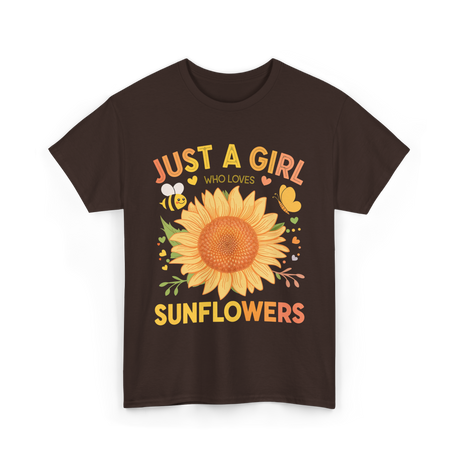 Just A Girl Sunflowers T-Shirt - Dark Chocolate