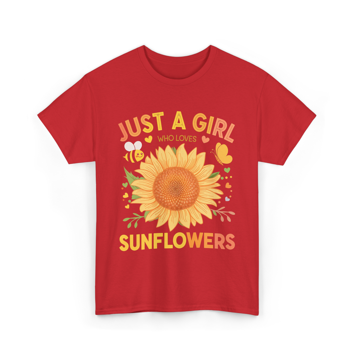 Just A Girl Sunflowers T-Shirt - Red