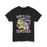 Just A Girl Turtles Ocean T-Shirt - Black