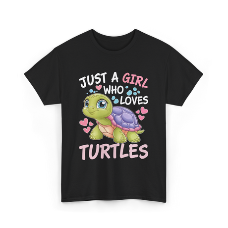 Just A Girl Turtles Ocean T-Shirt - Black