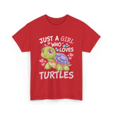 Just A Girl Turtles Ocean T-Shirt - Red