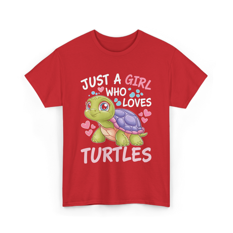 Just A Girl Turtles Ocean T-Shirt - Red