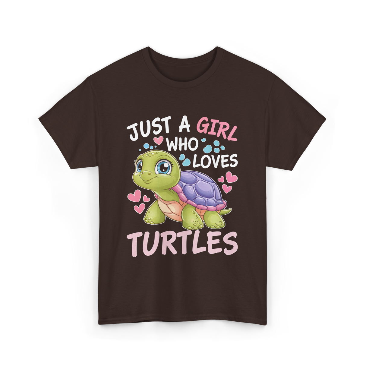 Just A Girl Turtles Ocean T-Shirt - Dark Chocolate