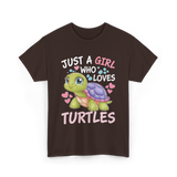 Just A Girl Turtles Ocean T-Shirt - Dark Chocolate