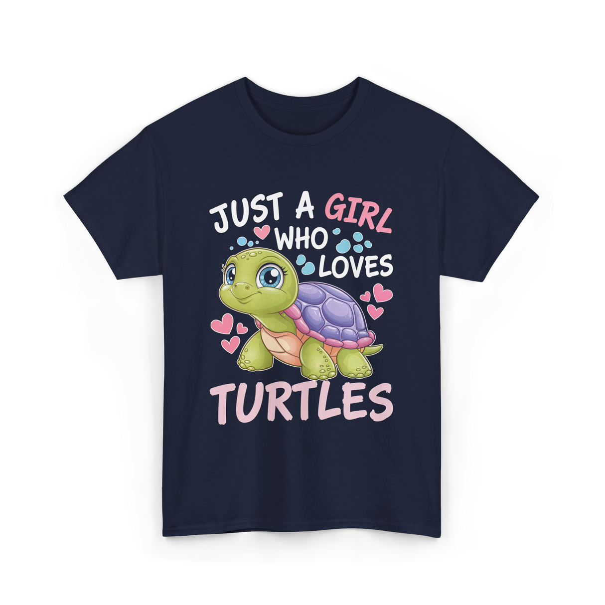 Just A Girl Turtles Ocean T-Shirt - Navy