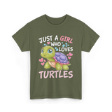 Just A Girl Turtles Ocean T-Shirt - Military Green