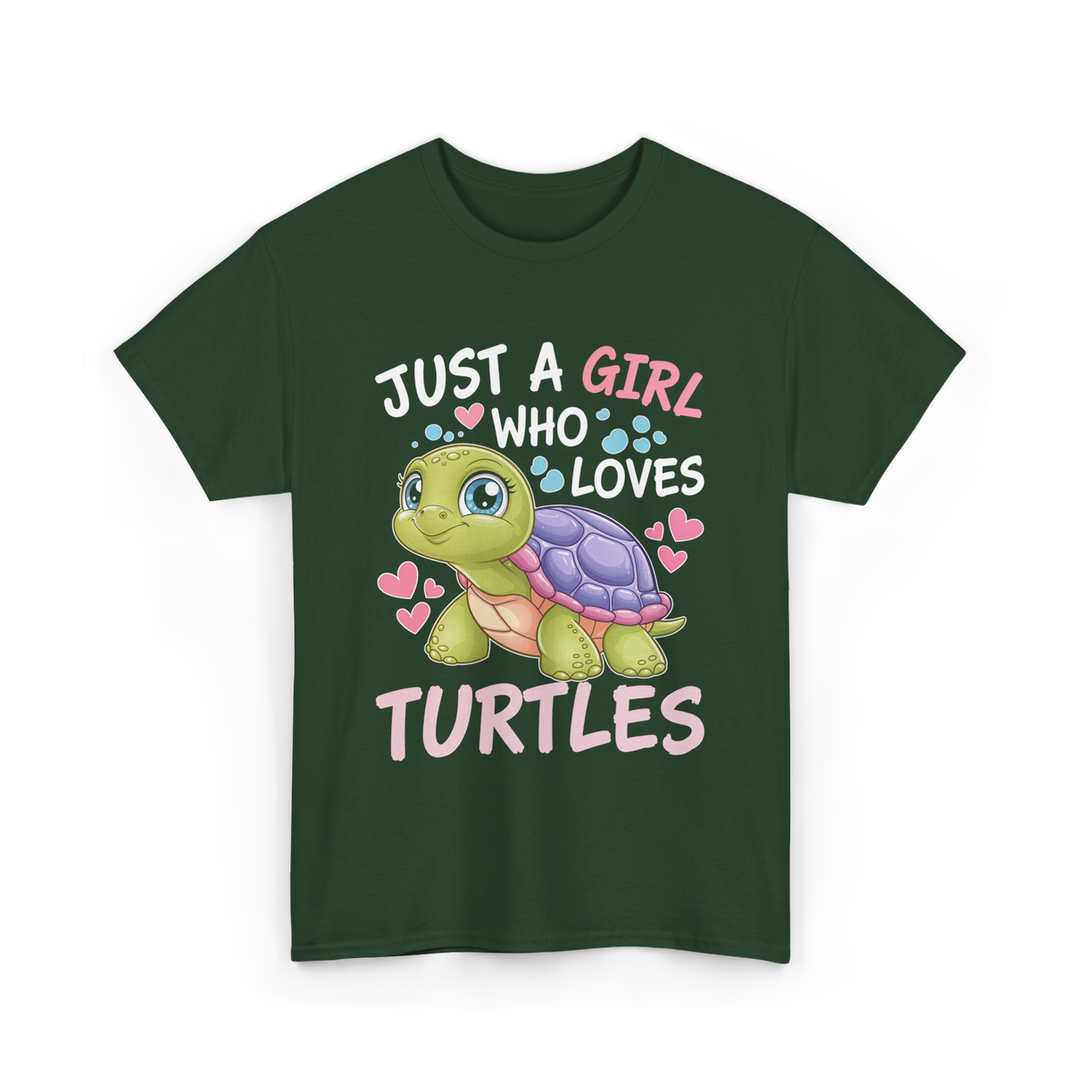 Just A Girl Turtles Ocean T-Shirt - Forest Green