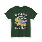 Just A Girl Turtles Ocean T-Shirt - Forest Green