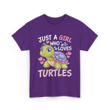 Just A Girl Turtles Ocean T-Shirt - Purple