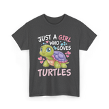 Just A Girl Turtles Ocean T-Shirt - Dark Heather