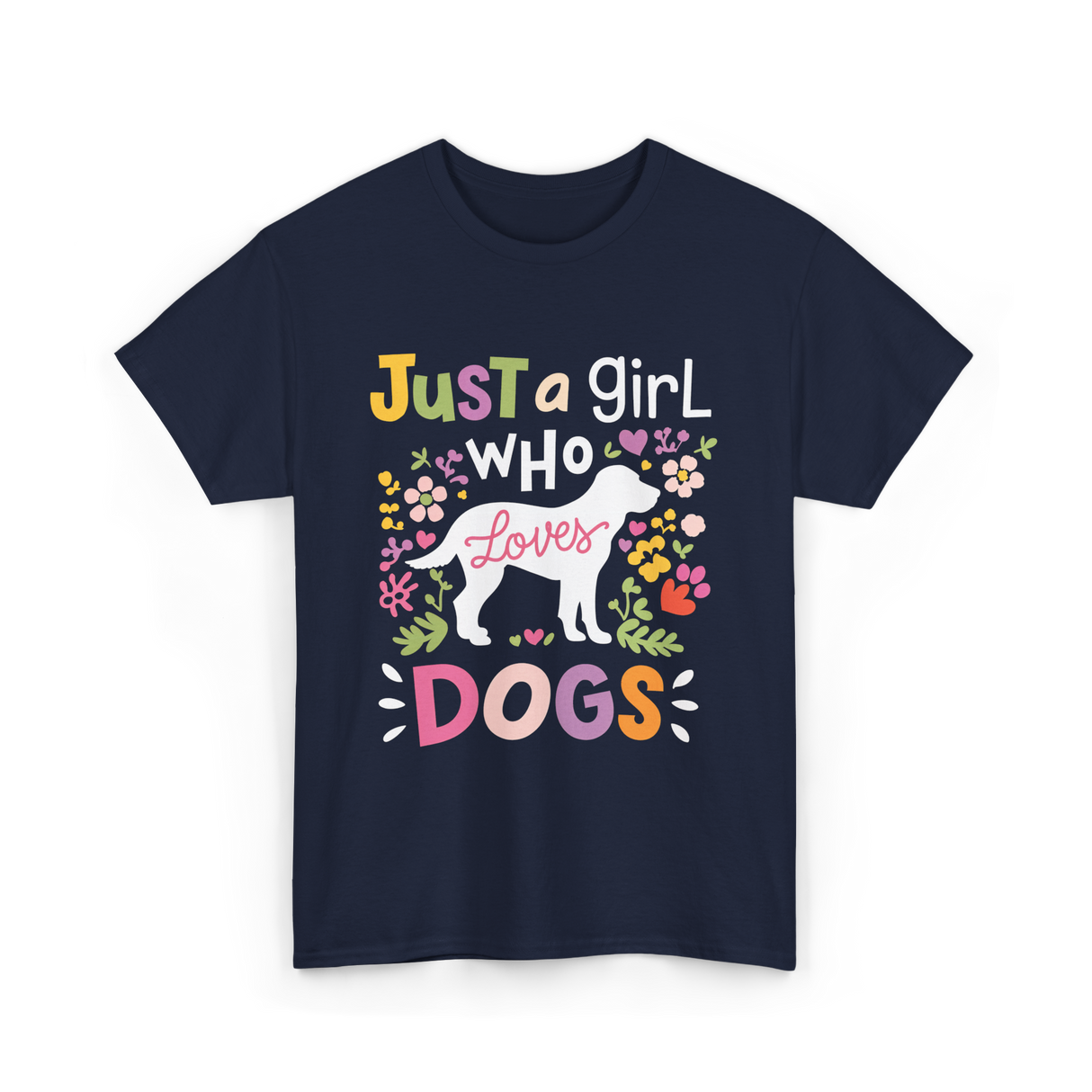 Just a Girl Who Dogs T-Shirt - Navy