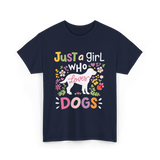 Just a Girl Who Dogs T-Shirt - Navy