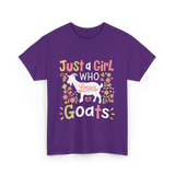 Just a Girl Who Goats T-Shirt - Purple