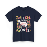 Just a Girl Who Goats T-Shirt - Navy