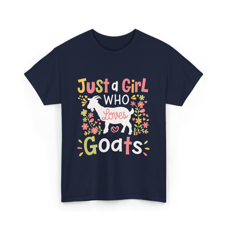 Just a Girl Who Goats T-Shirt - Navy