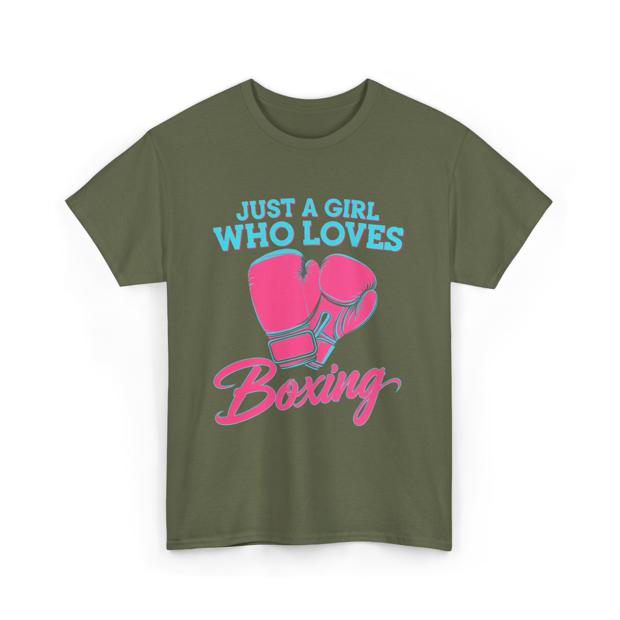 Just a Girl Who Loves Boxing T-Shirt - Military Green