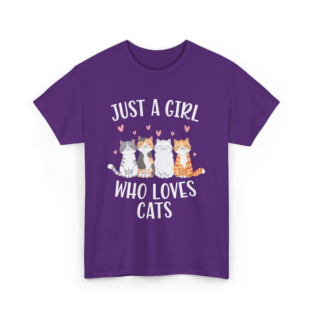 Just A Girl Who Loves Cats Cat Lover T-Shirt - Purple