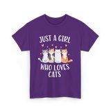 Just A Girl Who Loves Cats Cat Lover T-Shirt - Purple