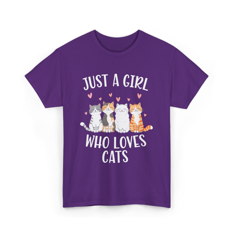 Just A Girl Who Loves Cats Cat Lover T-Shirt - Purple