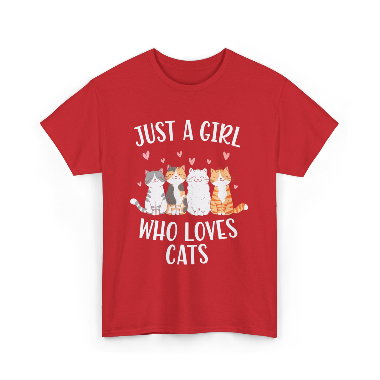 Just A Girl Who Loves Cats Cat Lover T-Shirt - Red